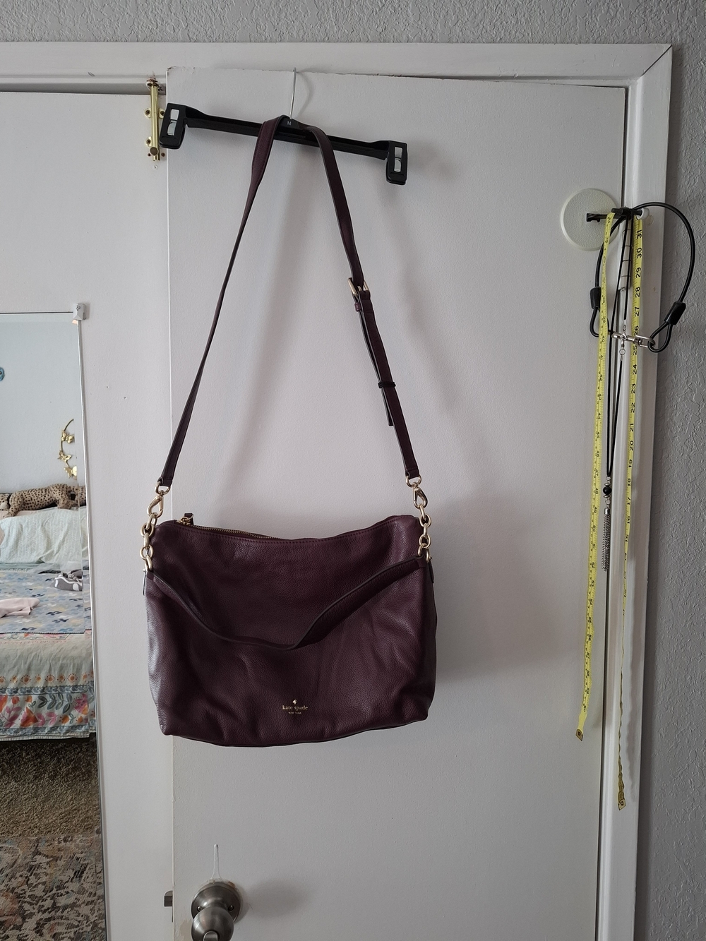 Kate Spade Pebbled Leather Shoulder Bag in Plum - Picture 2 of 5